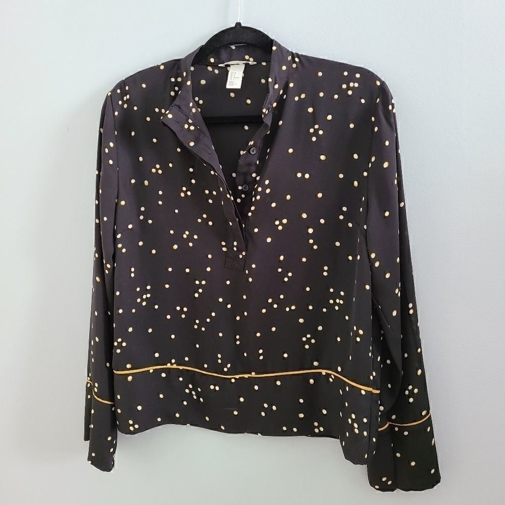 H&M Black and Yellow Collarless Blouse size 2 - Picture 2 of 5
